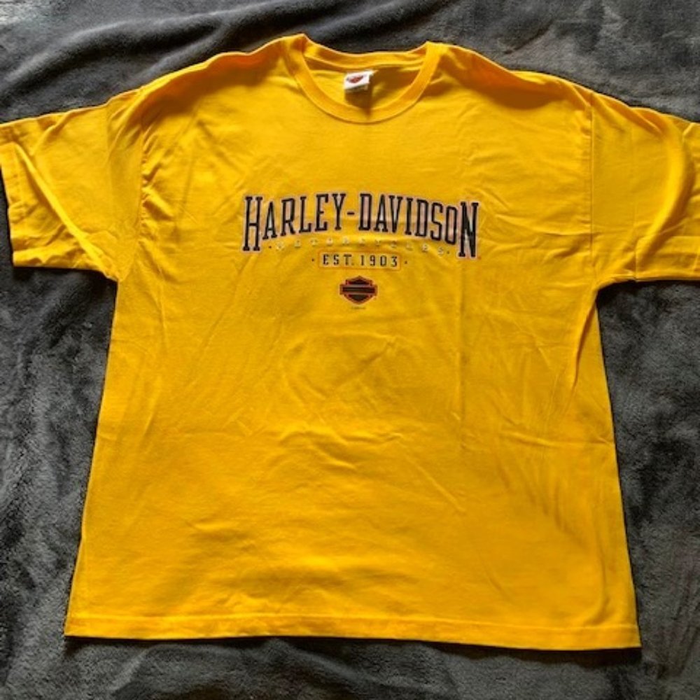 2005 Harley Davidson Men's Yellow Seattle, WA T-Shirt 2XL NWOT